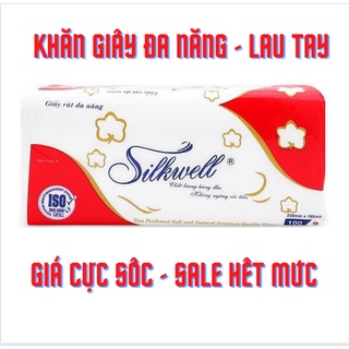 Giấy ăn giấy rút đa năng lau tay, lau bếp gói 100 tờ x 2 lớp Silkwell