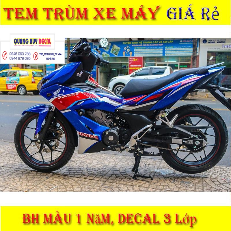 Tem trùm Winner X xanh đỏ, độ dán team decal xe thiết kế rẻ đẹp theo yêu cầu