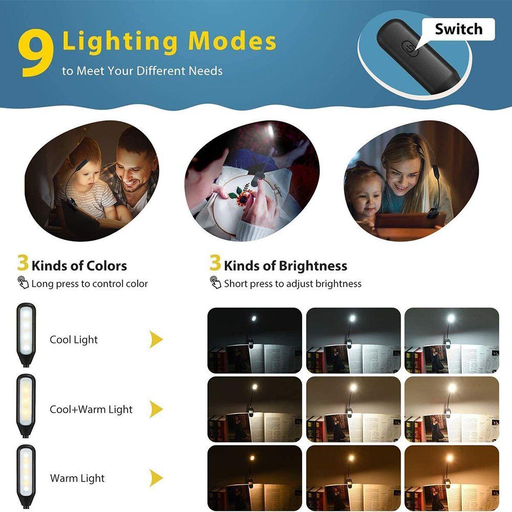 YNATURAL Đèn Đọc Sách 3 Chế Độ Sáng Tiện Lợi