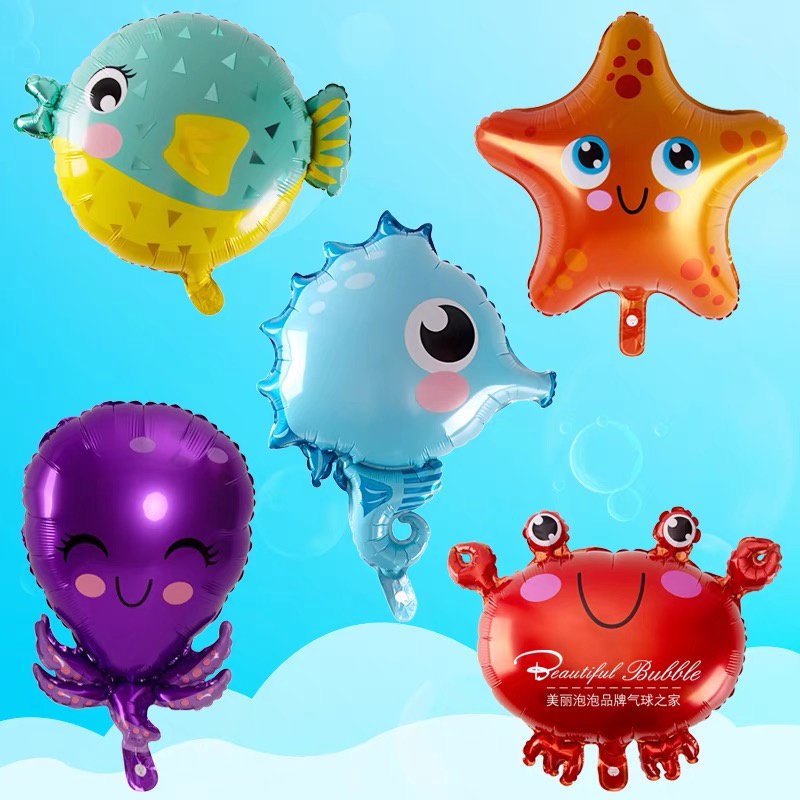 Bóng bay sinh vật biển tôm cua cá bạch tuộc sao biển cá ngựa trang trí sinh nhật thôi nôi cho bé HAPPYKID BBSVB