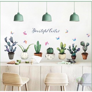 Decal trang trí tường - Cây xương rồng đậm nét