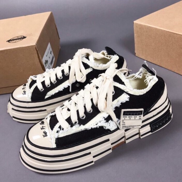 Giày Sneaker, Giày thể thao nam nữ Xvessel cao cấp full box đế gỗ đúc đẹp siêu nhẹ, vải rách cổ thấp cá tính D10 hot | BigBuy360 - bigbuy360.vn