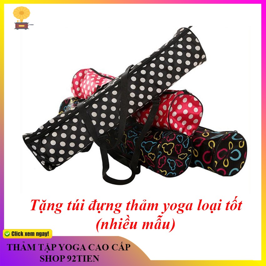 Thảm tập YOGA, GYM 8mm,6mm Chống trượt tập thể dục tpe 2 lớp không mùi, tặng túi xách