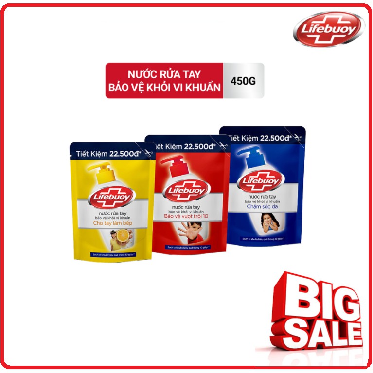 Nước Rửa Tay LIFEBUOY Bảo Vệ Vi Khuẩn Túi 450g