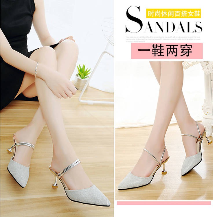 Giày mũi nhọn Âu Mỹ phiên bản Hàn Quốc all-match stiletto nữ cao giày