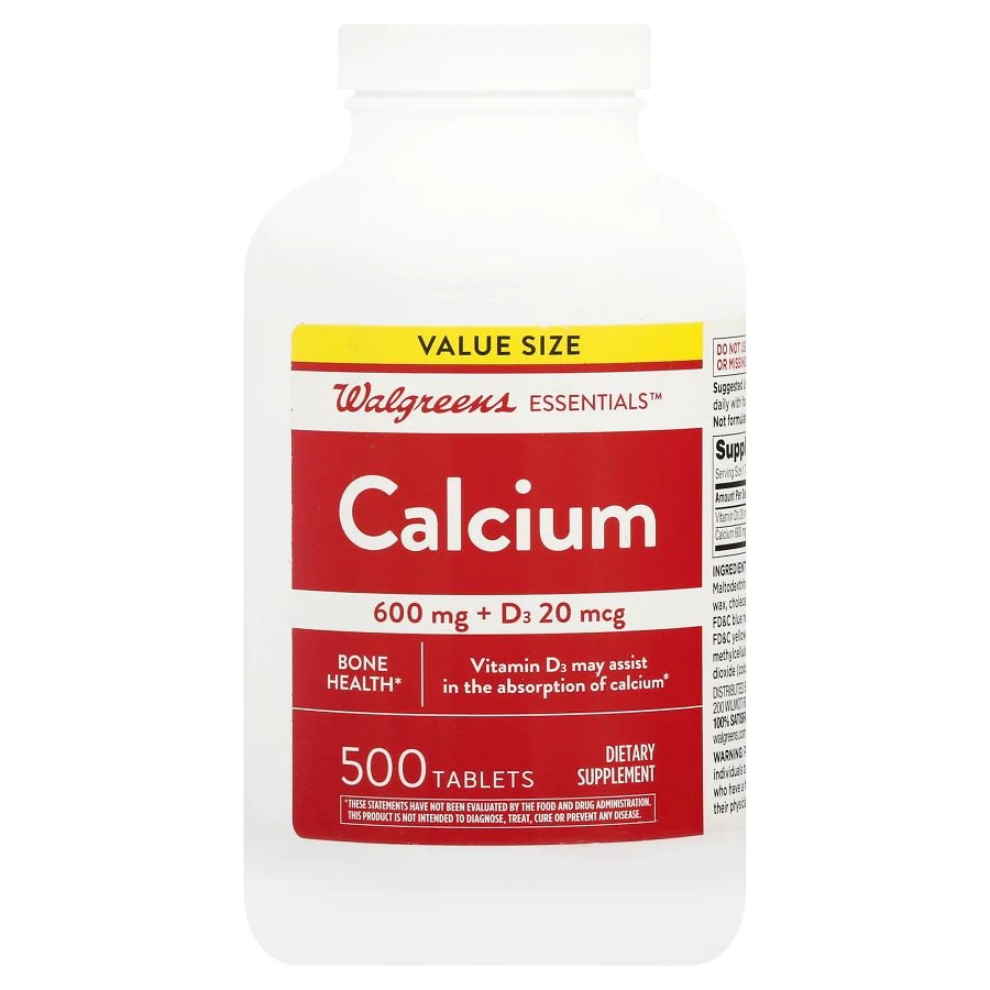 [DATE 2/2022] Viên uống bổ sung Canxi Walgreens Calcium 600 mg + Vitamin D3 800 IU 500 viên