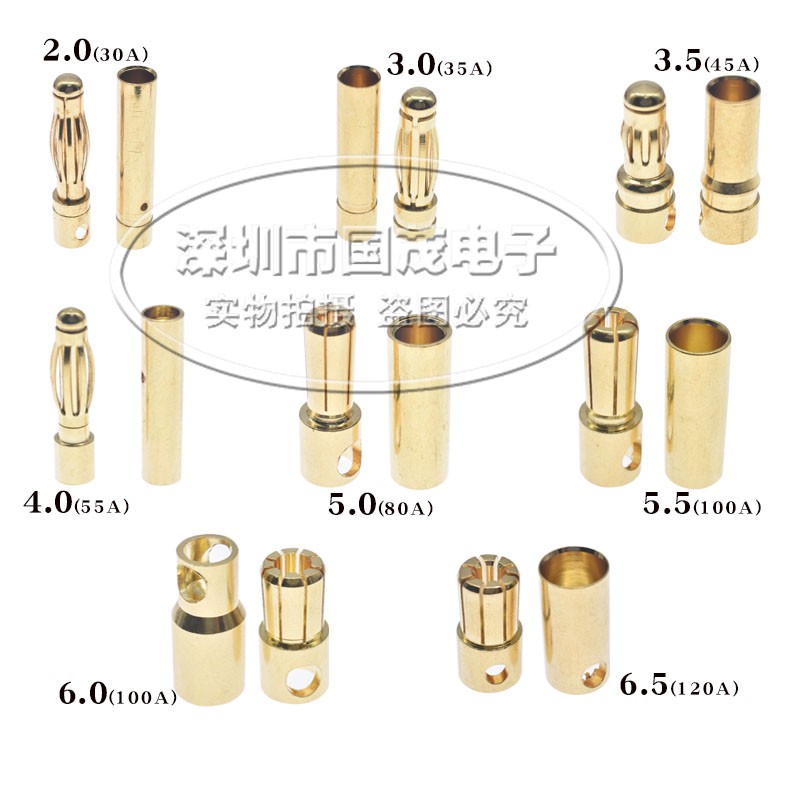 10Set/20pcs 2/3/3.5/4mm Gold-Plated Bullet Banana Plug Male Female Bullet Banana Connector Model Battery Plug for RC Battery Motor
