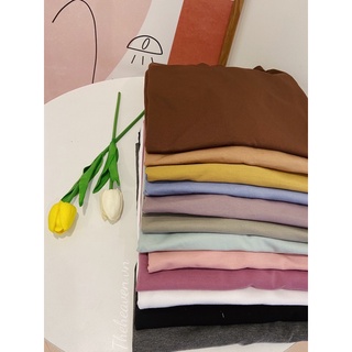 Áo thun cổ tròn basic vải cotton dày dặn, co giãn, tay ngắn