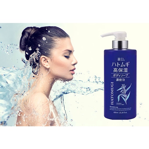 Sữa Tắm Dưỡng Ẩm Trắng Da Hatomugi The Body Soap 600ml màu xanh Nhật Bản