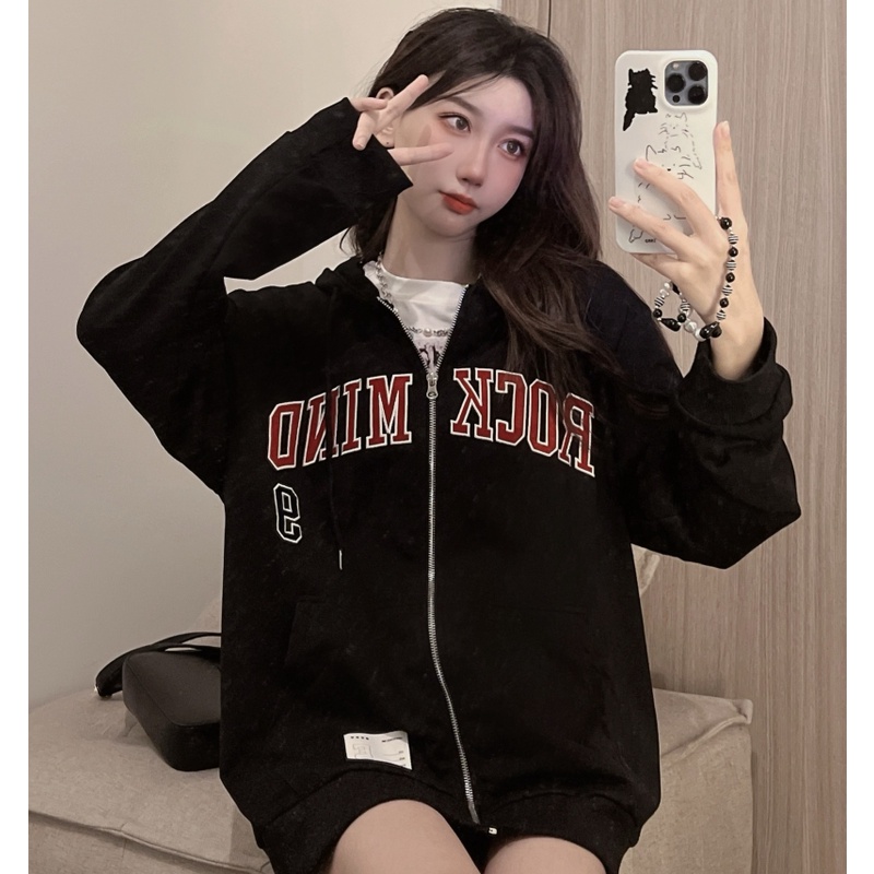 ZHELIHANGFEI Áo Khoác Hoodie Tay Dài Thêu Họa Tiết Xinh Xắn Dễ Phối Đồ