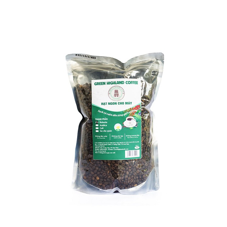 Cà phê nguyên hạt rang robusta, arabica sạch 500gr và 1 kg tây nguyên xanh ocop kon tum