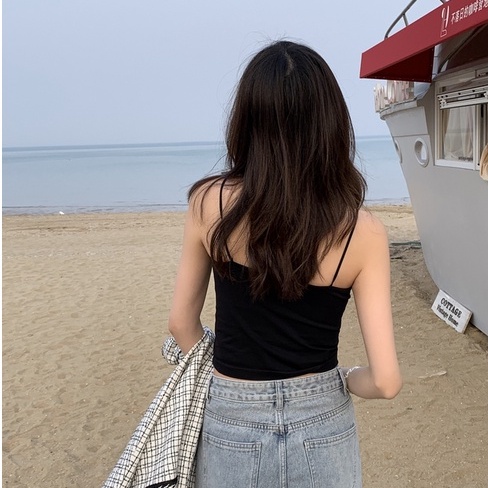 061861Áo Ống Mỏng Dạng Ngắn Hở Lưng Có Đệm Ngực Cho Nữ