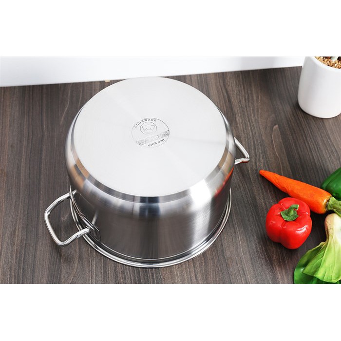 Nồi luộc gà inox 430 bếp từ 3 đáy Fivestar Standard nắp kính 28cm.tặng 2 vá canh inox