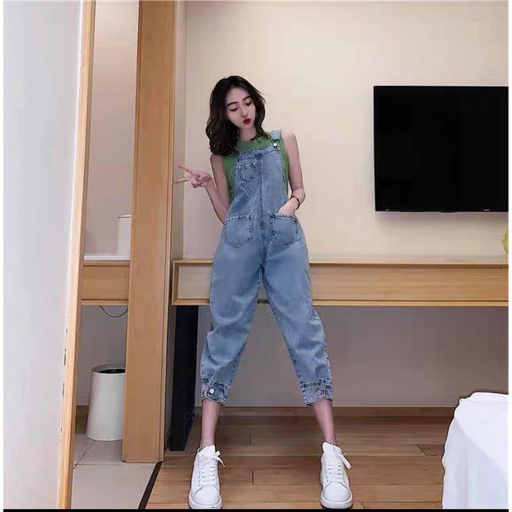 Quần Yếm Nữ Jean Xanh, Yếm Bò Dáng Suông Túi Trước Hàng Quảng Châu Loại 1 Siêu Đẹp Dành Cho Phái Nữ. | BigBuy360 - bigbuy360.vn