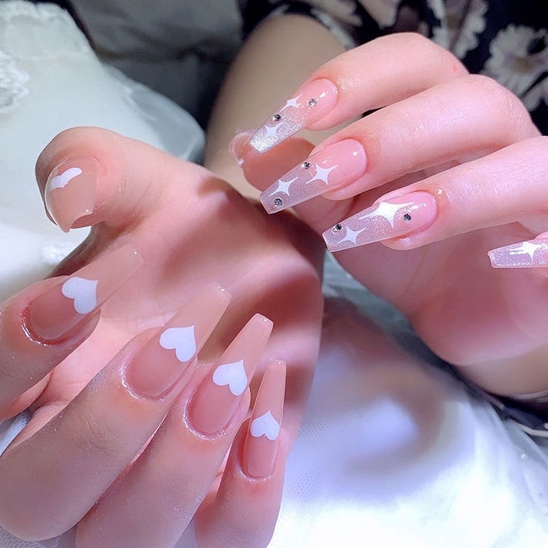 [Hàng mới về] Sticker dán móng tay họa tiết trái tim/ngôi sao kiểu Hàn Quốc trang trí diy dễ thương