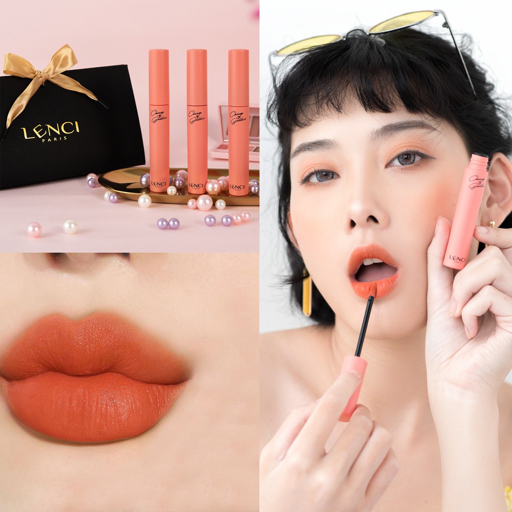 [MUA 1 TẶNG 1] SON KEM LÌ LENCI MATTE LIPSTICK - #101 HANA Màu Cam Cháy