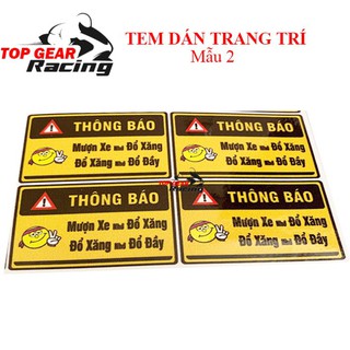 Decal Dán Tem Cảnh Báo Xe Máy <TOPGEAR>