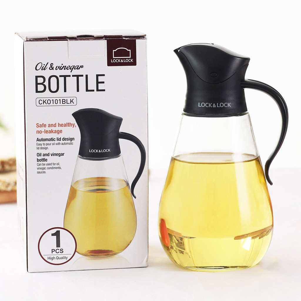 Bình đựng dầu ăn Lock&Lock  bằng thủy tinh CKO101 550ml - Hàng chính hãng, nắp tự động - JoyMall