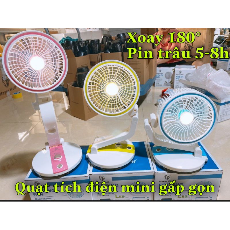 QUẠT TÍCH ĐIỆN GẤP GỌN ĐỂ BÀN MINI NHỎ GỌN CHÍNH HÃNG MAYOR WOLF XOAY 180° GIÁ TỐT