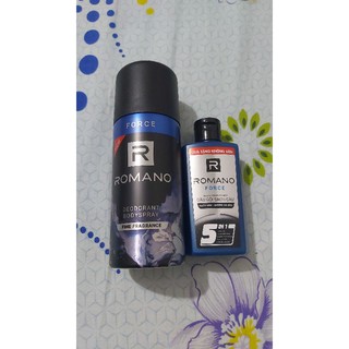 ROMANO_ XỊT KHỬ MÙI ROMANO FORCE ( XANH DƯƠNG) 150ML KÈM CHAI DẦU GỘI 60G ( TÙY Ý).