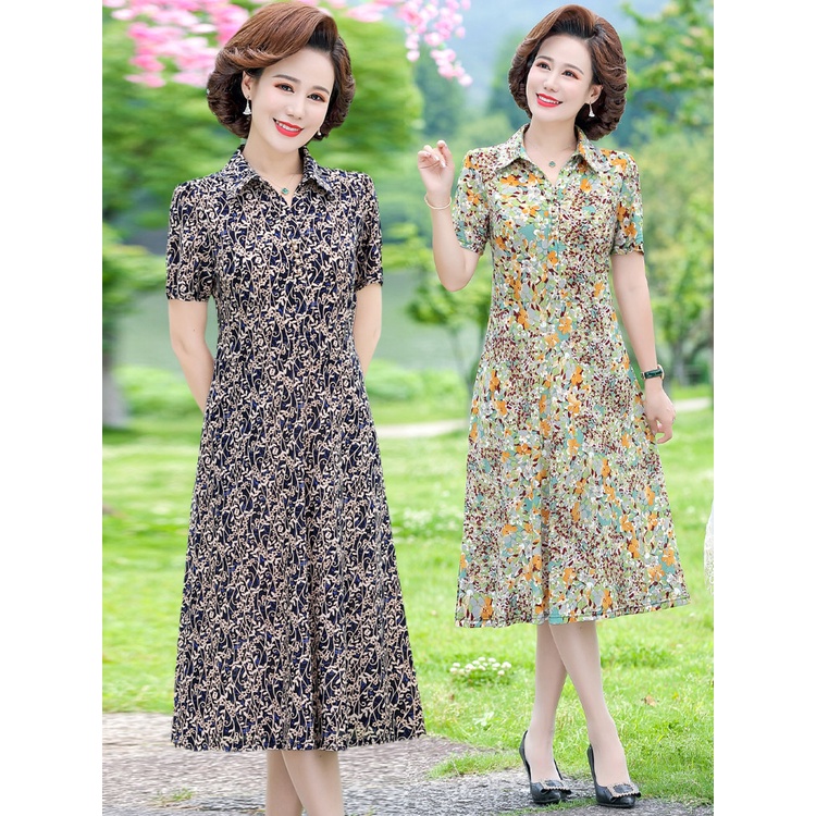Đầm Dài Dáng Rộng In Hoa Phong Cách Phương Tây Thời Trang Mùa Hè Hàng Mới Dành Cho Phụ Nữ Trung Niên 2022