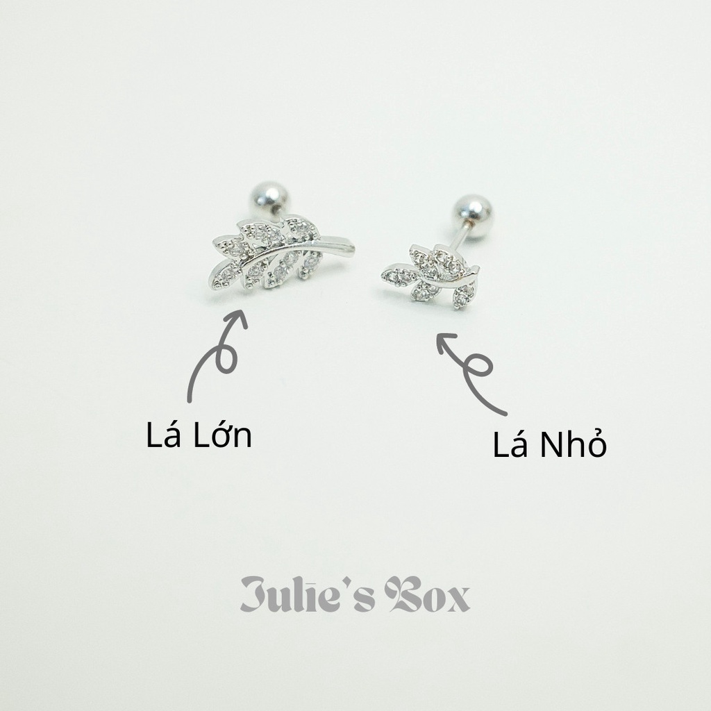 [1 Chiếc] Khuyên Tai Vành Lá Nhỏ Tai Xỏ Nam Nữ Hình Unisex Titanium Không Đen Không Ngứa Không Dị Ứng julies box