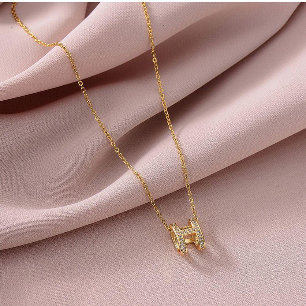 AROMA Dây Chuyền Thép Titan Mặt Chữ Phong Cách Vintage Hàn Quốc Cho Nữ