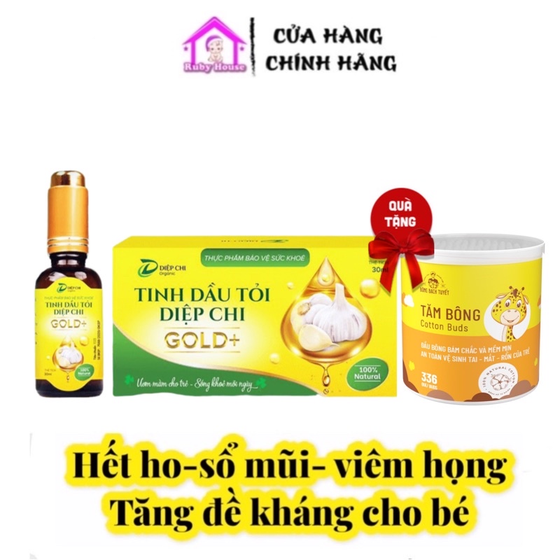 [Hết ho sổ mũi] Dầu tỏi Diệp Chi  gold + tặng tăm bông