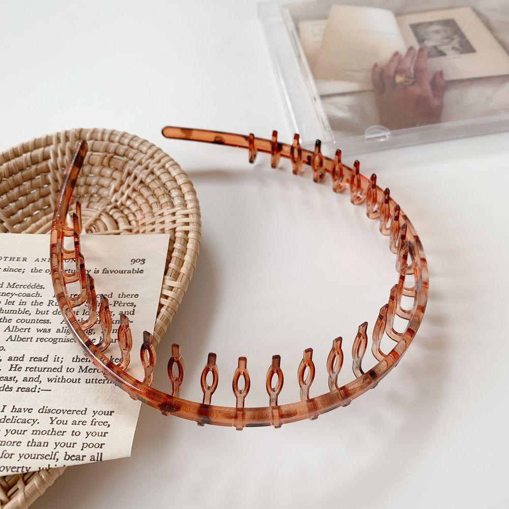 IVORY Băng Đô Cài Tóc Bằng Nhựa Chống Trượt Có Răng Lược Phong Cách Retro Cho Nữ