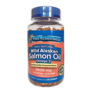 Viên dầu cá hồi Pure Alaska Salmon Oil Omega 3 1000 mg lọ 210 viên của Mỹ (Date 2023)