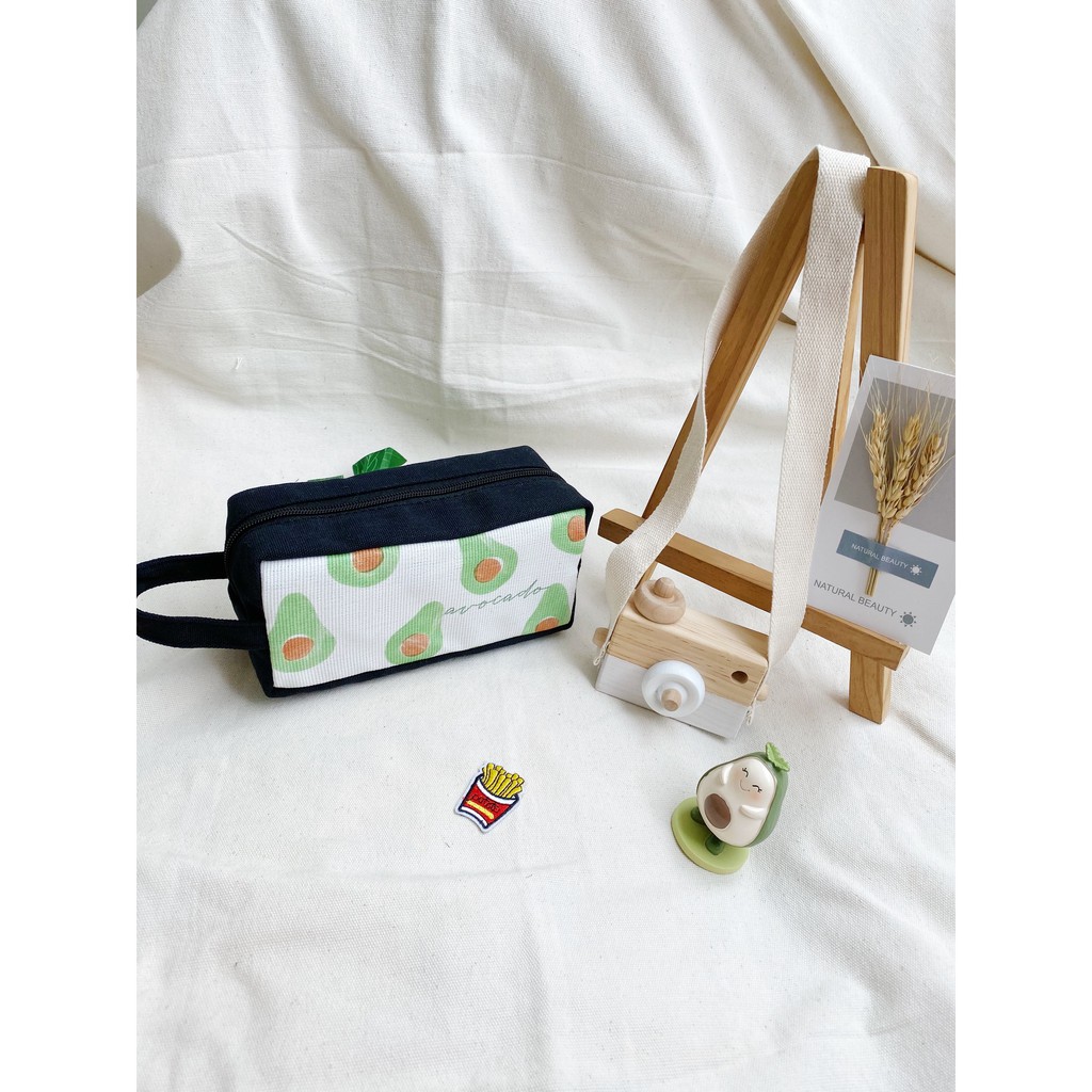 Bóp Viết Vải Canvas Bơ Avocado