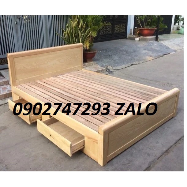 giường gỗ sồi tự nhiêu CÓ HỘC KÉO new 100% đủ size giá tận xưởng không qua trung gian