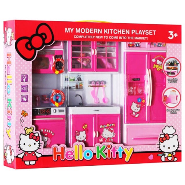 Bộ Bếp 3 Gian Mini Hello Kitty  Tủ lạnh , Lò nướng , Bếp ( Size &gt;30cm )