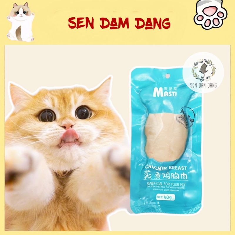 Ức Gà Hấp Masti Cho Cún Mèo - 40G