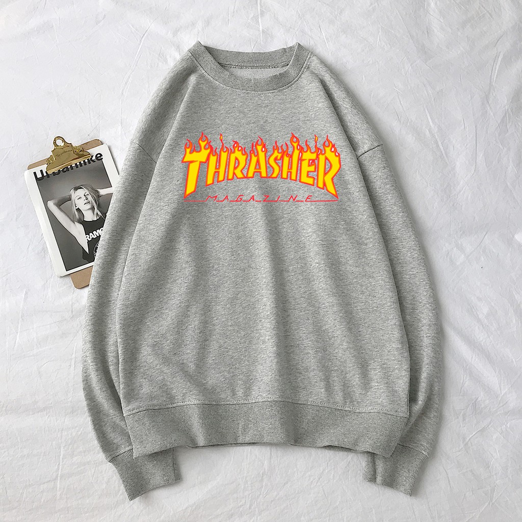 Áo Sweater Thrasher Cổ Tròn Size Lớn S M L Xl 2xl 3xl 4xl 5xl