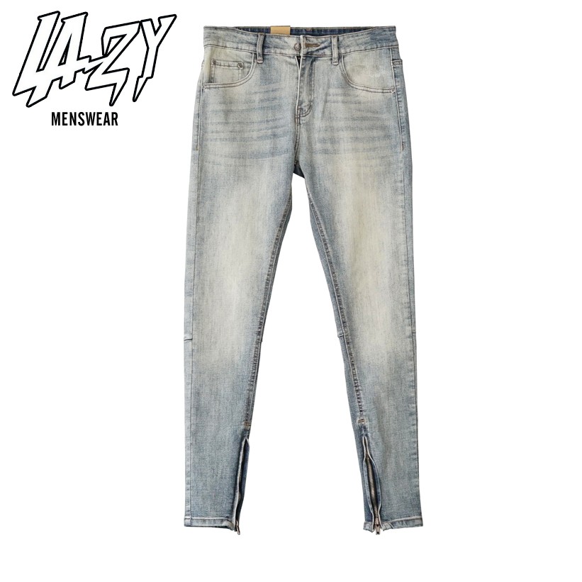Quần jean nam trơn zipper Lazy Quần jean phối zipper Streetwear đẹp #920 | BigBuy360 - bigbuy360.vn