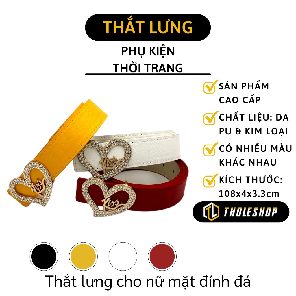 Thắt Lưng Nữ - Dây Nịt Thời Trang Nữ Mặt Đính Đá Chữ Love, Kiss, Cái Nơ 7695