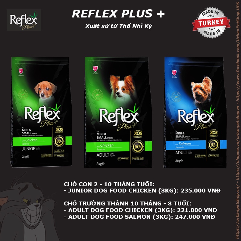 [Mã 252FMCGSALE giảm 8% tối đa 100k đơn 500K] REFLEX 3kg_Thức ăn hạt cho chó mọi lứa tuổi_Thổ Nhĩ Kỳ
