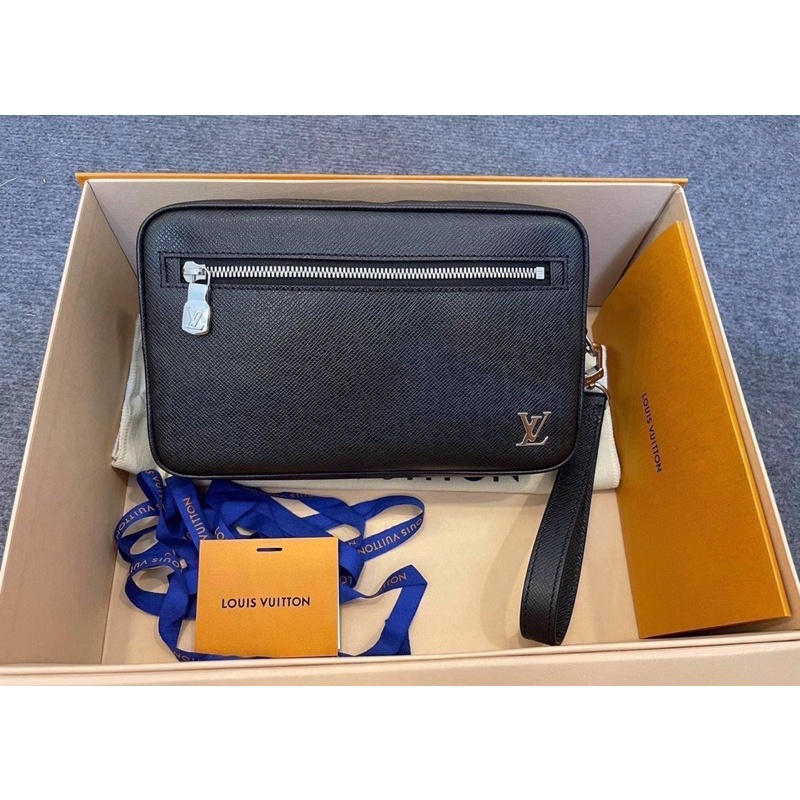 Ví Clutch LV kasai  taiga da thật Size 24 ×16 ×5 CM Fullbox, túi vải, Sổ thẻ đầy đủ tiện đẹp sang