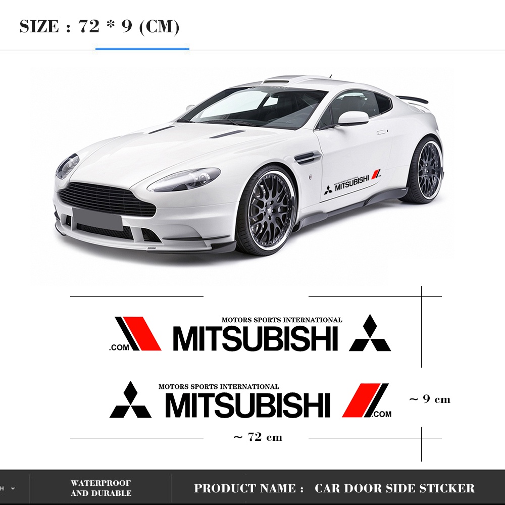 Bộ 2 Miếng Dán Trang Trí Cửa Xe Hơi Mitsubishi Chất Liệu Vinyl