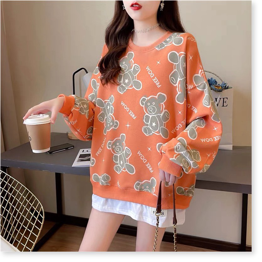 ÁO HOODIE PHỐI TÀ TRẮNG PHỦ MÔNG HỌA TIẾT GẤU TEDDY 3D THỜI TRANG GIỚI TRẺ