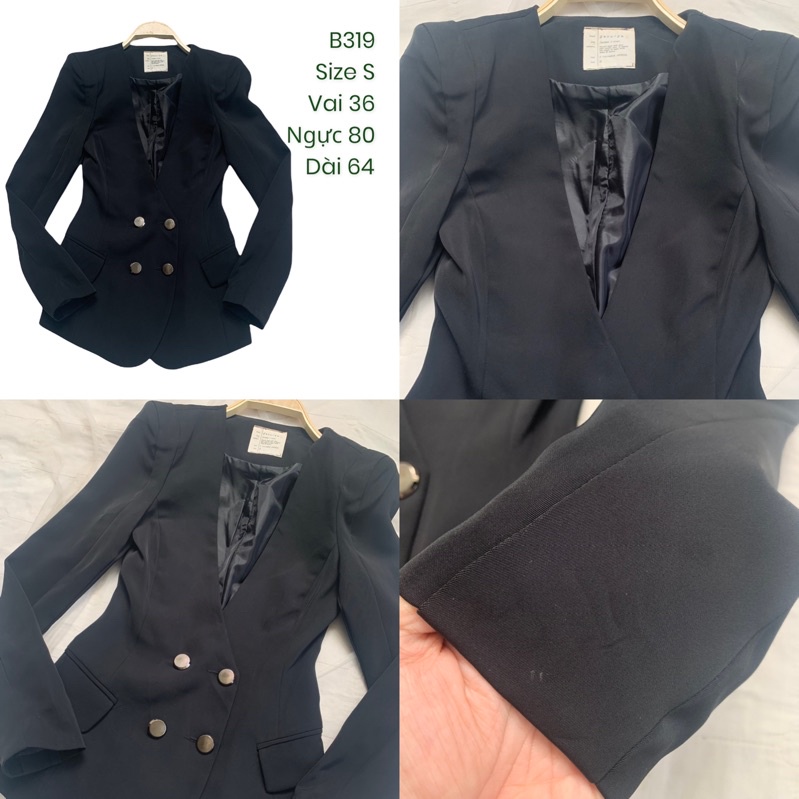 Áo vest/blazer B319 không cổ dày dặn đứng dáng 2hand Hàn si tuyển ảnh thật