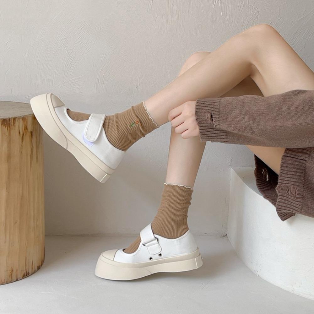 Vớ Ngắn Mềm Mại Thêu Họa Tiết Hoa Tulip Phong Cách Harajuku Hàn Quốc Cho Nữ