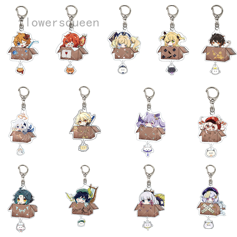 flowersqueen Móc khóa thời trang hoạt hình anime Genshin