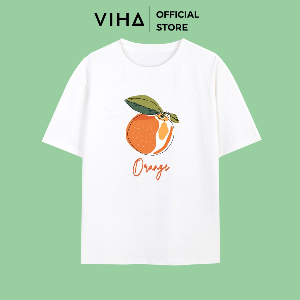 Áo thun unisex form rộng chất vải cotton 100% thoáng mát, dày dặn hai màu đen trắng full size hình quả cam