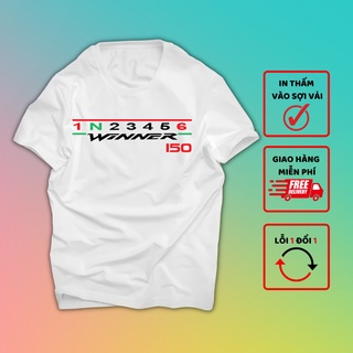 Áo thun Winner 150 hộp số - in thấm vào sợi vải, hình in sắc nét, không bong tróc, không phai màu khi giặt