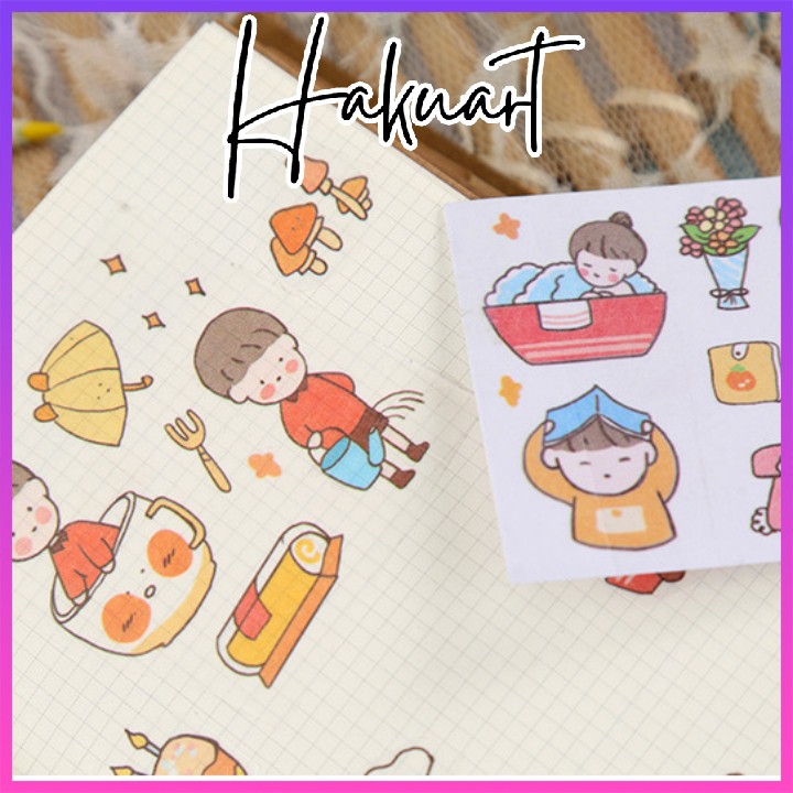 Set Dây 50 miếng sticker hoạt hình đáng yêu trang trí sổ nhật ký DIY - Họa Cụ Hakuart