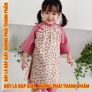 Rập giấy 30063 - áo dài bé gái xếp ly cổ