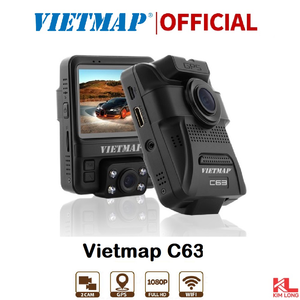 Camera hành trình Vietmap C63 Ghi hình trước trong xe Full HD 1080P Hồng ngoại cảnh báo - Bảo hành 12 tháng