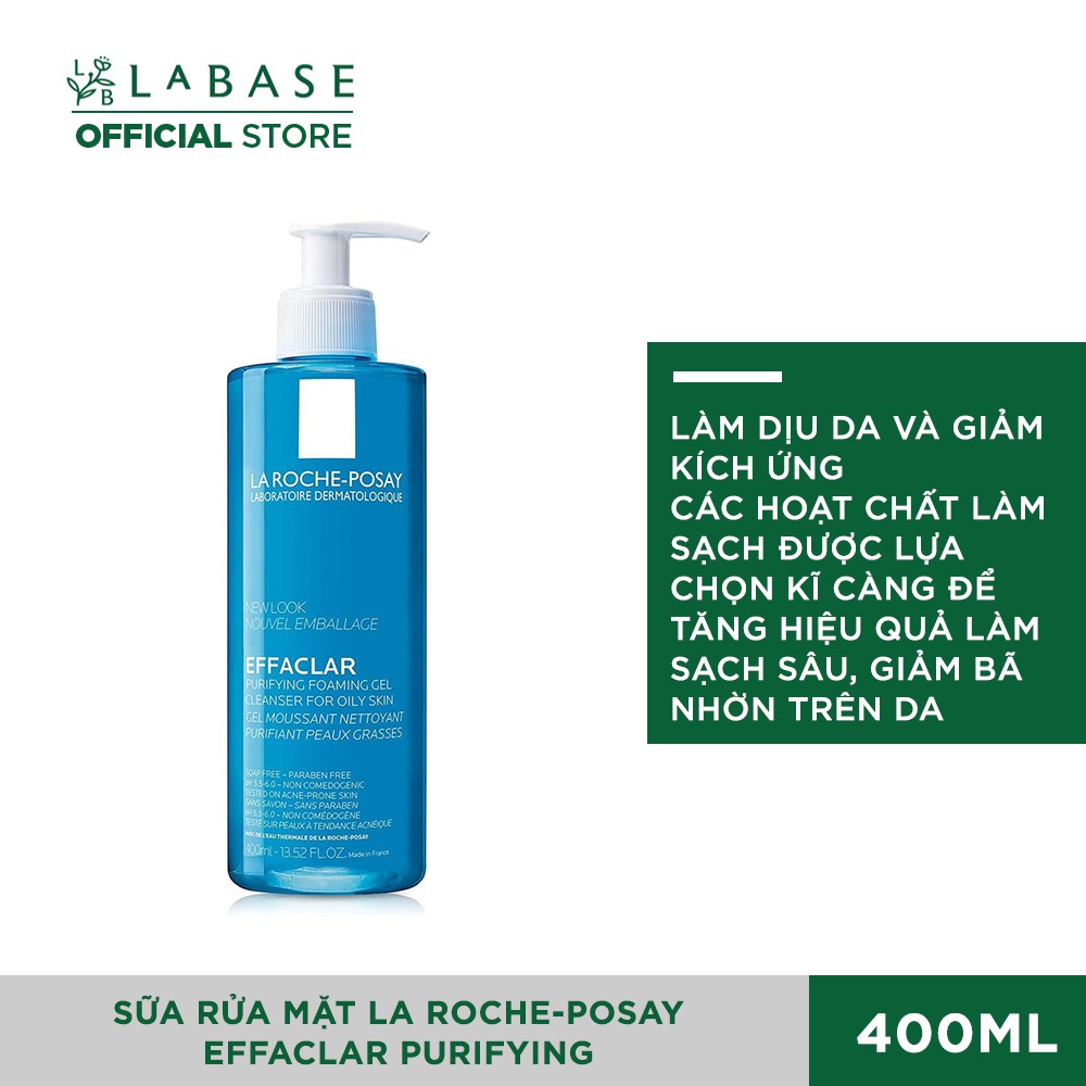 Gel rửa mặt tạo bọt cho da dầu nhạy cảm LaRoche Posay Effaclar Purifying Foaming Gel Cleanser 400ml | BigBuy360 - bigbuy360.vn
